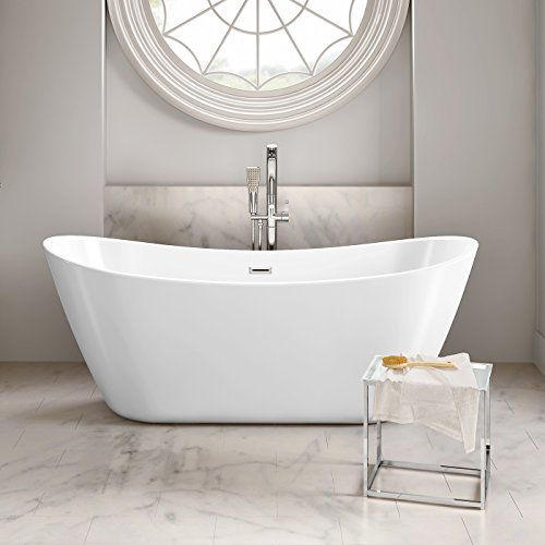 Whirlpool Water Jetted and Air Bubble Freestanding Bathtub 71" x 31.5"