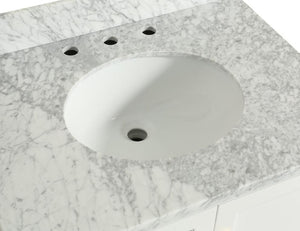 Elma White Bathroom Vanity With Carrara Marble Top, 60"