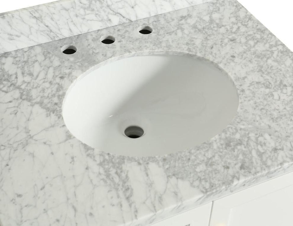 Elma White Bathroom Vanity With Carrara Marble Top, 60"