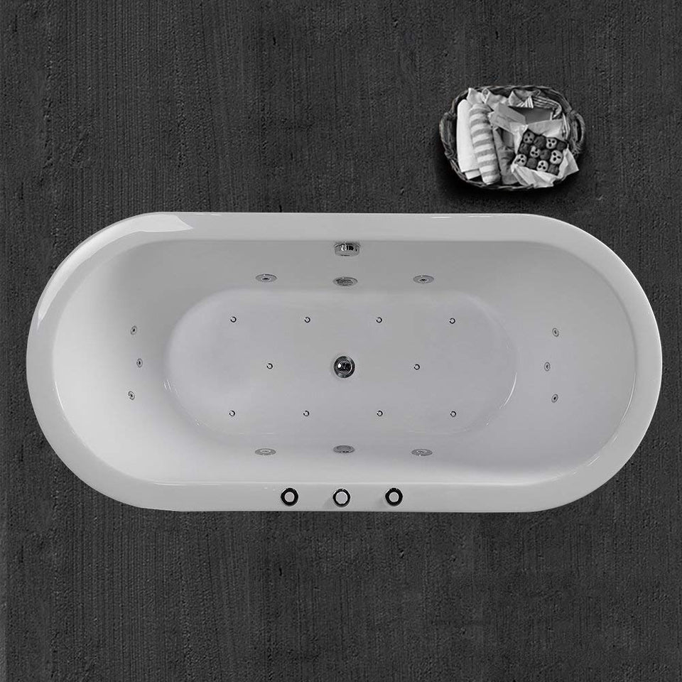 Whirlpool Water Jetted and Air Bubble Freestanding Bathtub, 67" x 32"