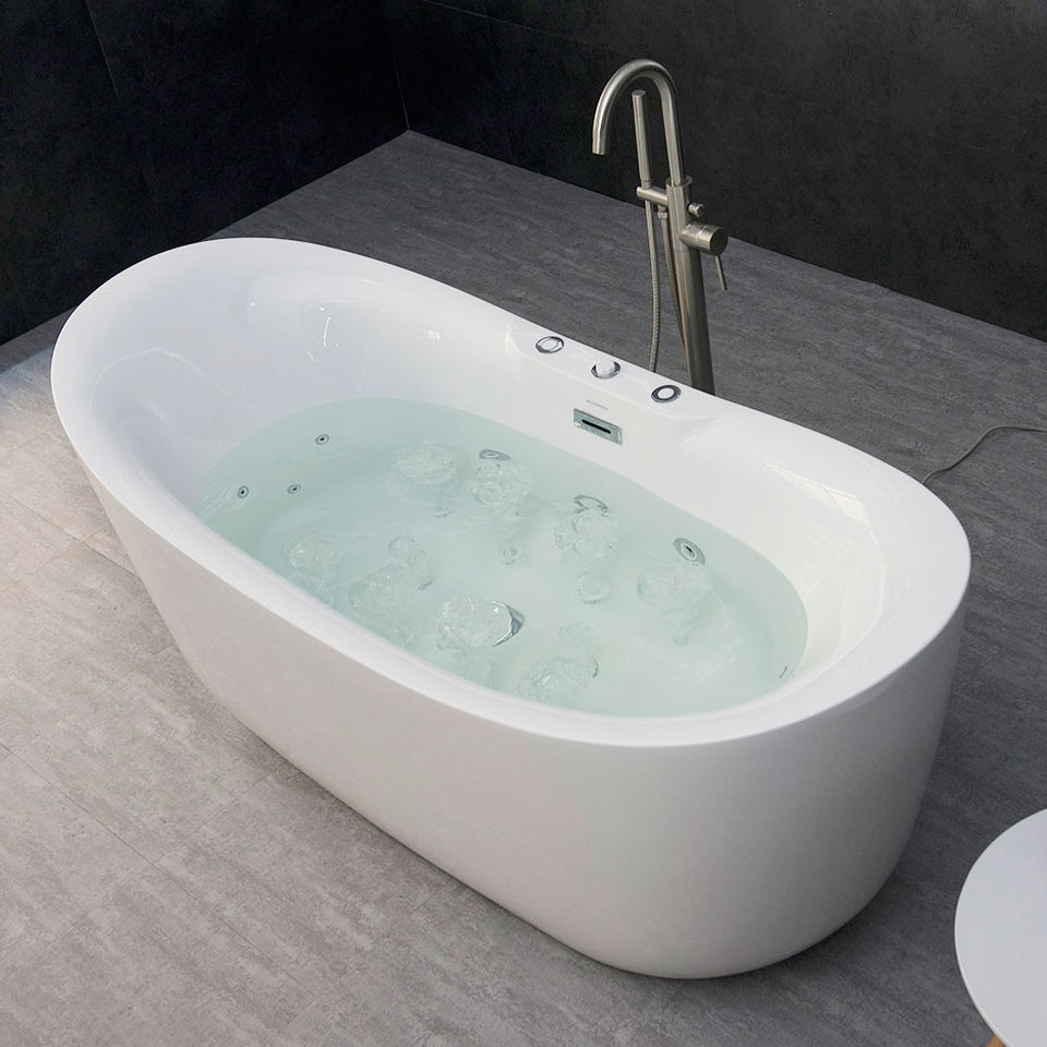 Whirlpool Water Jetted and Air Bubble Freestanding Bathtub 71" x 31.5"