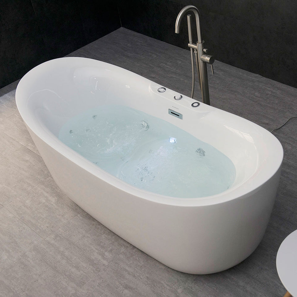 Whirlpool Water Jetted and Air Bubble Freestanding Bathtub 71" x 31.5"