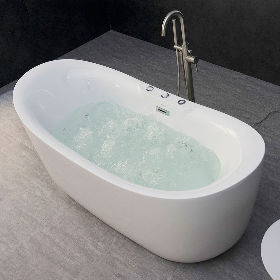 Whirlpool Water Jetted and Air Bubble Freestanding Bathtub 71" x 31.5"