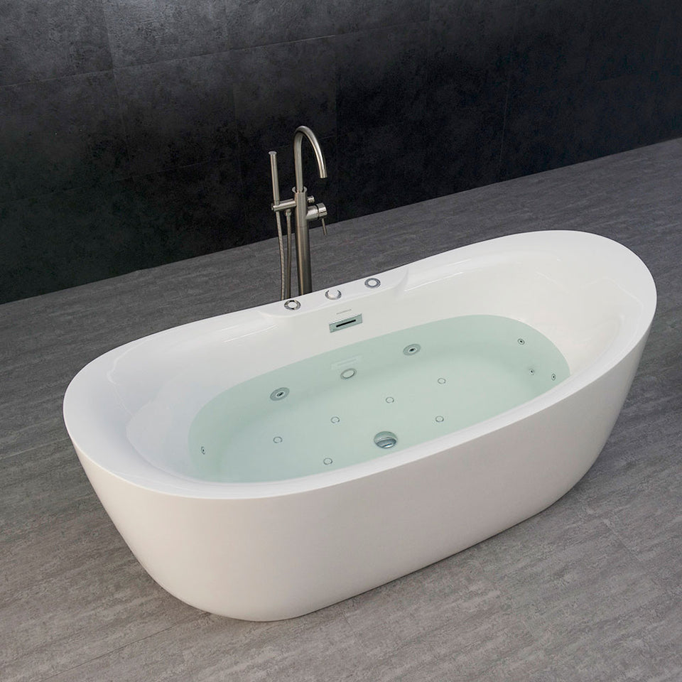 Whirlpool Water Jetted and Air Bubble Freestanding Bathtub 71" x 31.5"