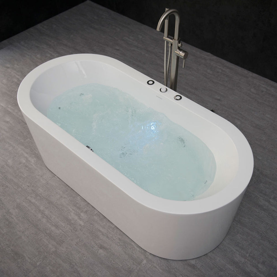 Whirlpool Water Jetted and Air Bubble Freestanding Bathtub, 67" x 32"