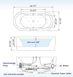 Whirlpool Water Jetted and Air Bubble Freestanding Bathtub, 67" x 32"