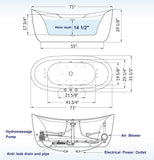 Whirlpool Water Jetted and Air Bubble Freestanding Bathtub 71" x 31.5"