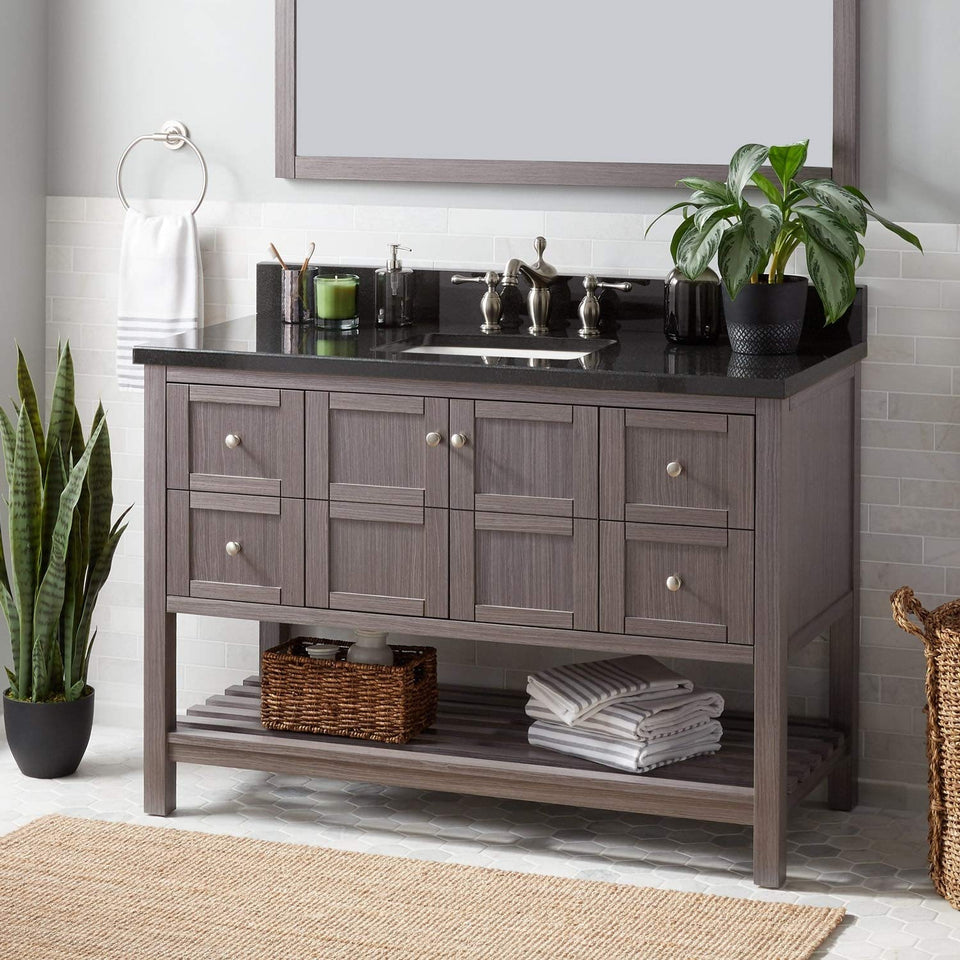 Everett Single Vanity Set with Wood Cabinet and Stone Vanity Top with Rectangular Under mount Sink 48"