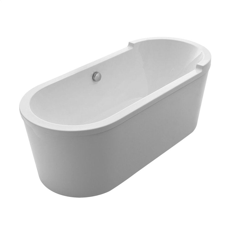 Single Sided Armrest Freestanding Bathtub, White