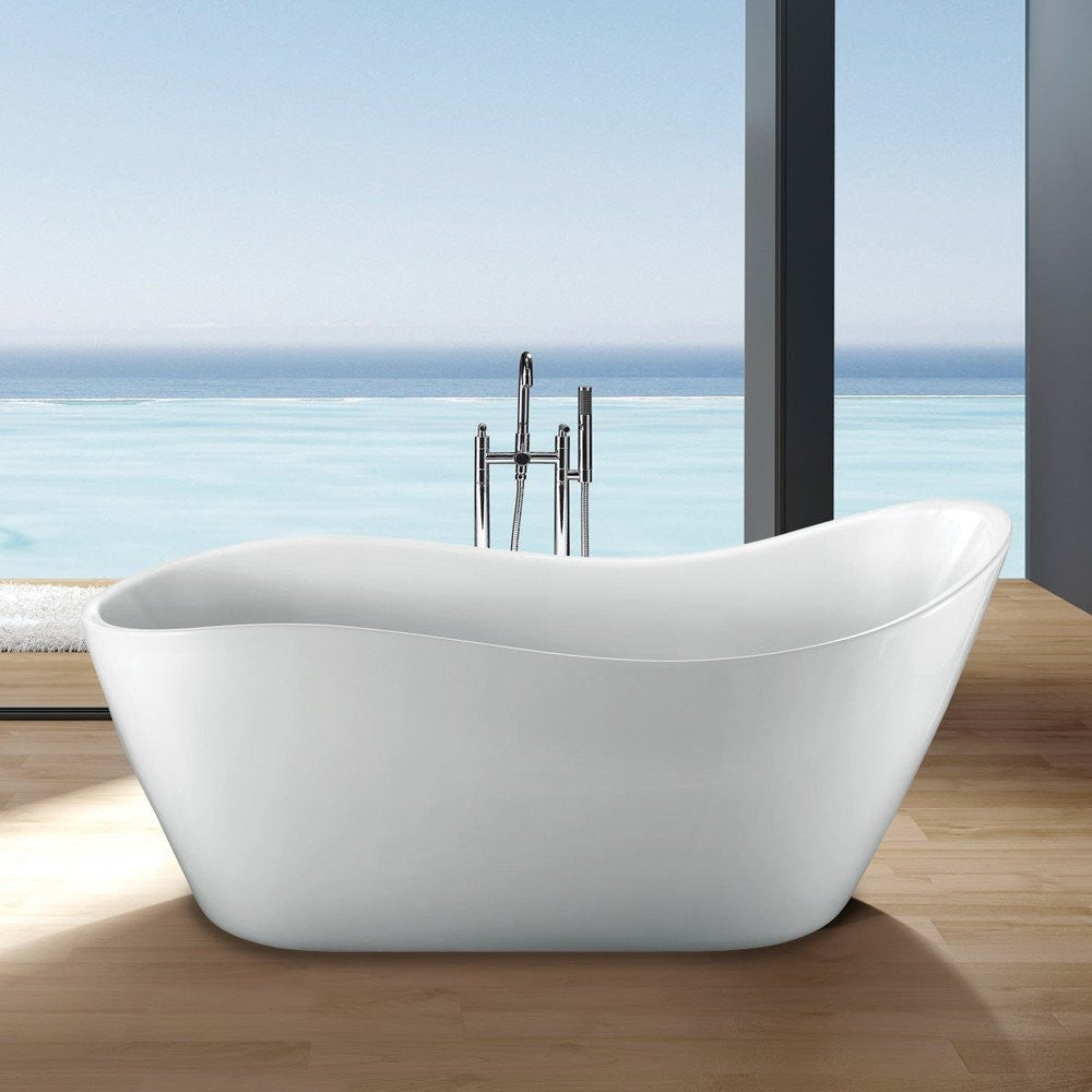 HAVANA ACRYLIC FREESTANDING SLIPPER TUB 65 INCH - NO FAUCET DRILLING