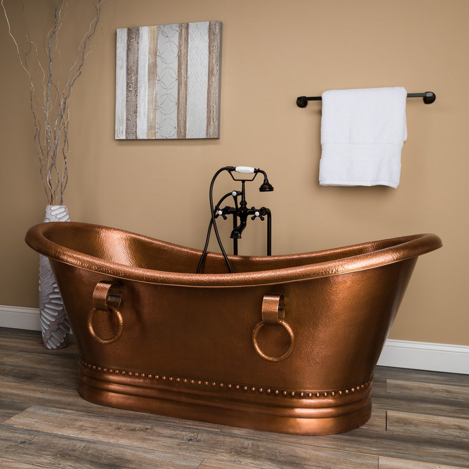 ABBOTT COPPER FREESTANDING DOUBLE SLIPPER BATHTUB  66"