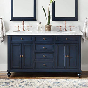 Keller Double Vanity Set with Wood Cabinet, Marble Vanity Top and Oval Under mount Sink 60"