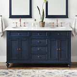 Keller Double Vanity Set with Wood Cabinet, Marble Vanity Top and Oval Under mount Sink 60"