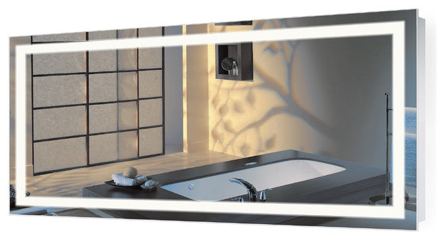 Large LED Lighted Bathroom Mirror With Defogger and Dimmer, 72
