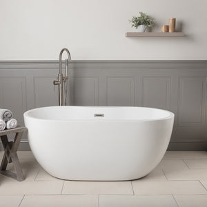 HUDSON ACRYLIC DOUBLE ENDED FREESTANDING TUB - NO FAUCET DRILLING