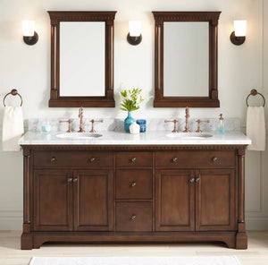 Wood Cabinet with Double Vanity Set and Stone Vanity Top with Oval Under mount Sink 72"