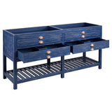 Double Vanity Set with Wood Cabinet, Marble Vanity Top and Rectangular Undermount Sinks 72"