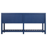 Double Vanity Set with Wood Cabinet, Marble Vanity Top and Rectangular Undermount Sinks 72"