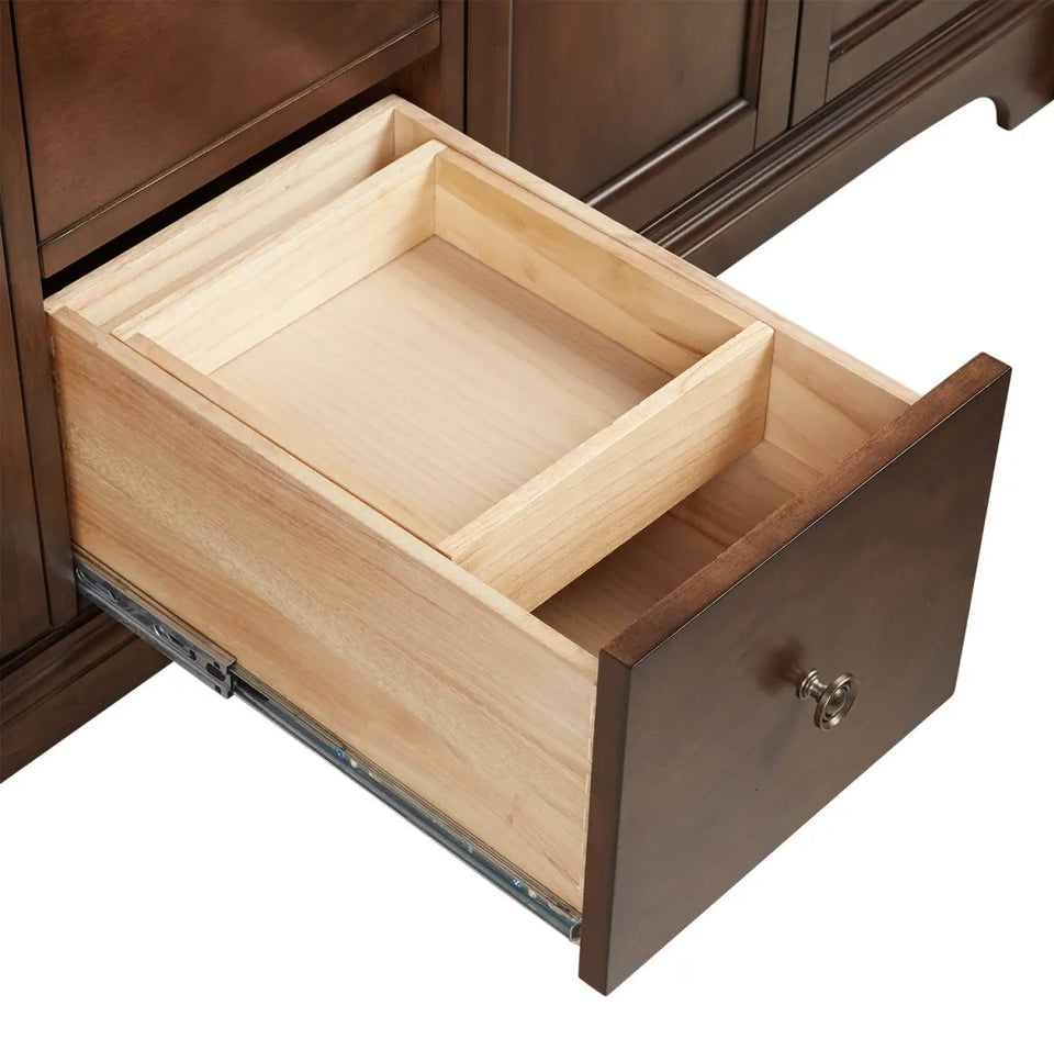 Wood Cabinet with Double Vanity Set and Stone Vanity Top with Oval Under mount Sink 72"