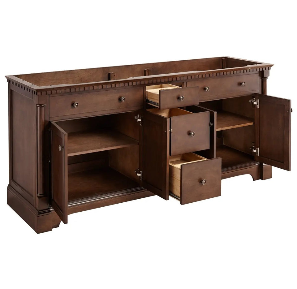 Wood Cabinet with Double Vanity Set and Stone Vanity Top with Oval Under mount Sink 72"