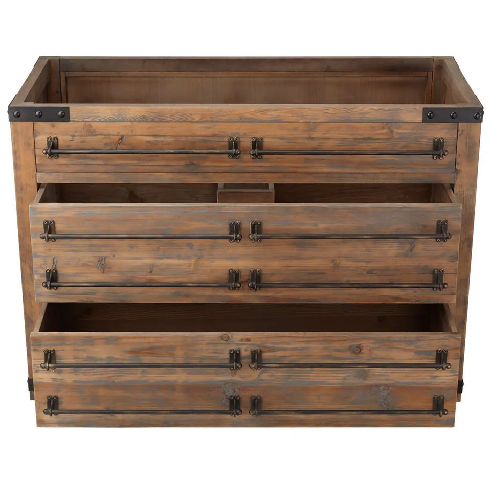 Single Vanity Set with Reclaimed Pine Cabinet, Granite Vanity Top and Rectangular Under mount Sink 48"