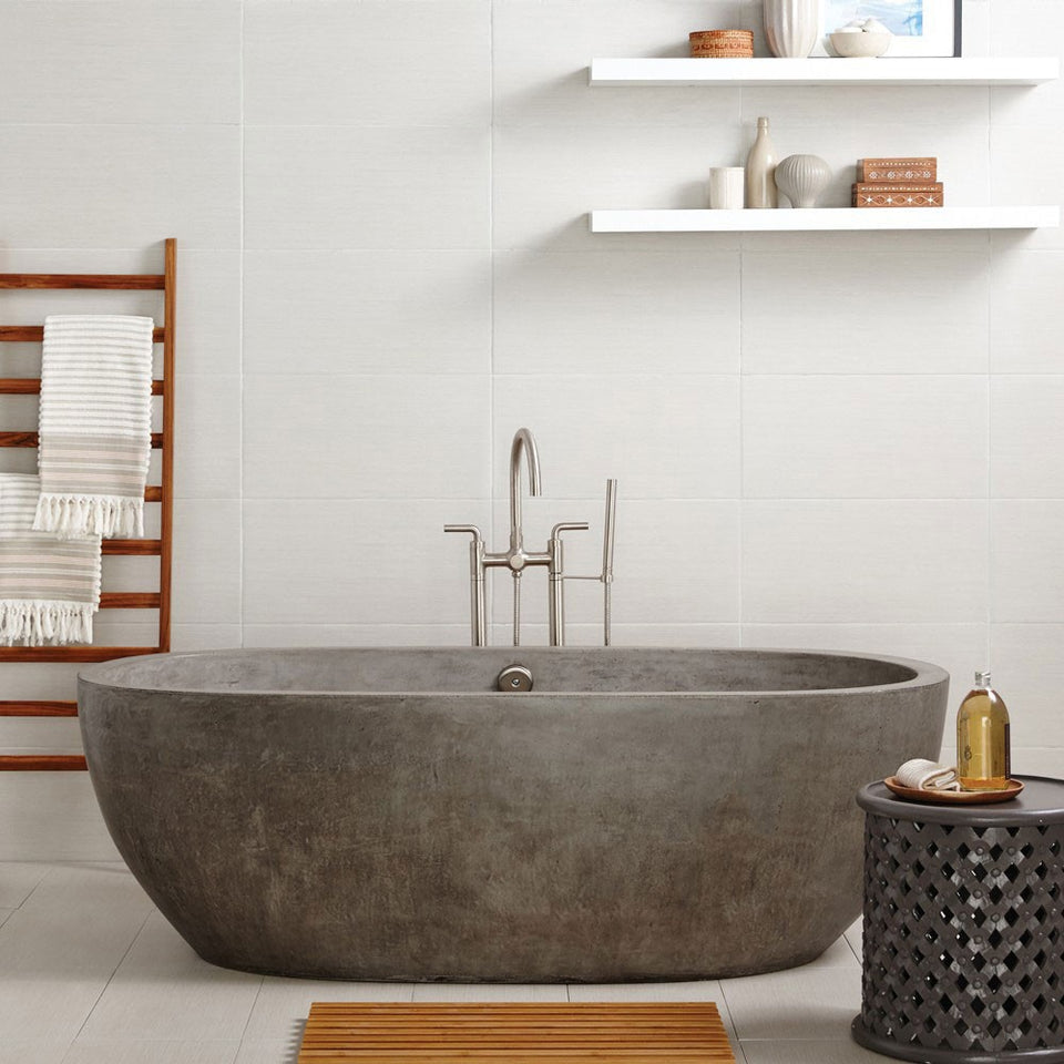 AVALON NATIVE STONE DOUBLE ENDED FREESTANDING TUB - NO FAUCET DRILLING